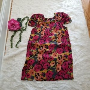 Kensie🔴 Floral Midi Pleated Shoulder Dress